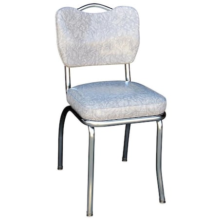 Richardson Seating Corp Richardson Seating Corp 4261CIG 4261 Handle Back Diner Chair -Cracked Ice Grey- with 2 in. Box Seat  - Chrome 4261CIG